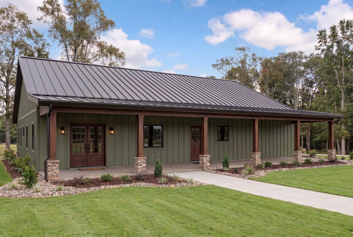 Arden 3 bedroom house plan exterior rendering with covered front and rear porches