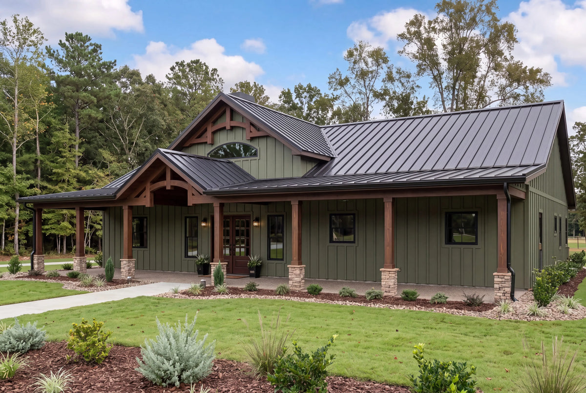 Arden single-story house plan exterior with a spacious covered porch
